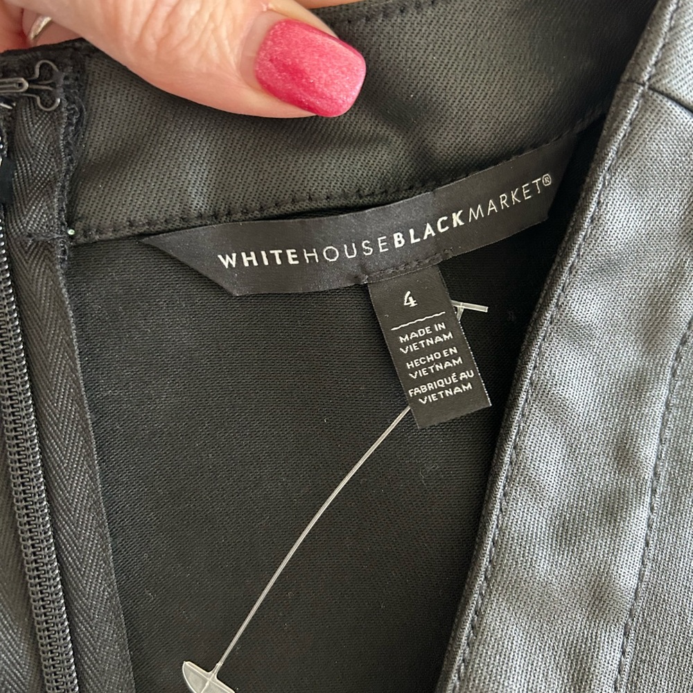 NWOT White House Black Market Faux Leather Dress with pockets (size 4) - Picture 5 of 9